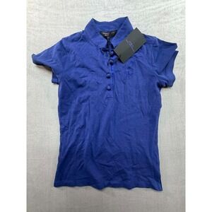 New Shanghai Tang SLM Polo Shirt Bird Emblem Blue Women Size Small